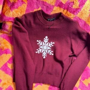 Ardene Maroon Sweater with White Snowflake